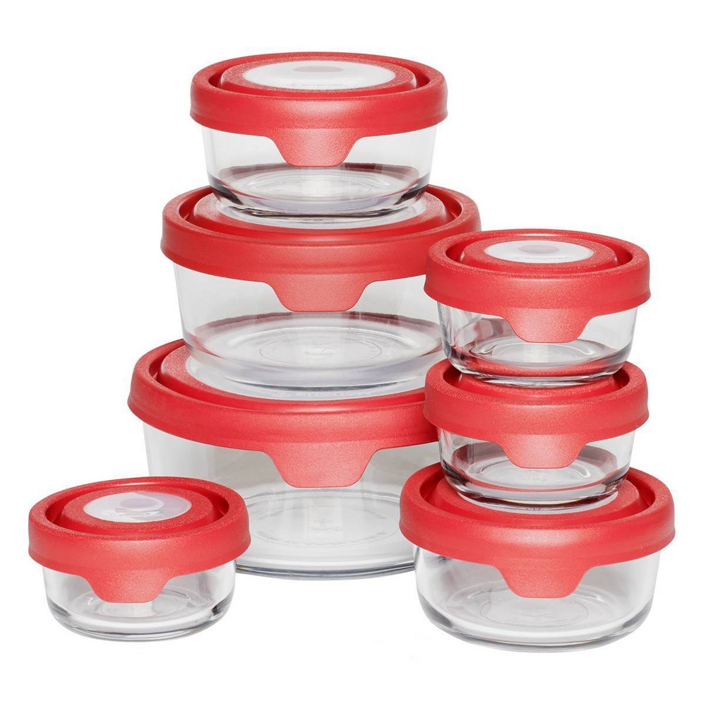 Photos - Food Container Anchor Hocking 14pc Glass TrueSeal Food Storage Container Set: Clear Glass Containers with Lids, Dishwasher-Safe 