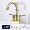 DOMETOUR Brushed Gold Bathroom Faucet 2-Handle High Arc Swivel Spout with Pop-up Drain & Supply Hoses, 4-Inch Centerset Vanity Sink Faucet - 2 of 4