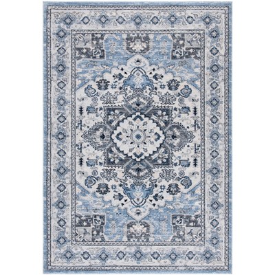 Charleston Blue and Grey 8' x 10' Synthetic Area Rug