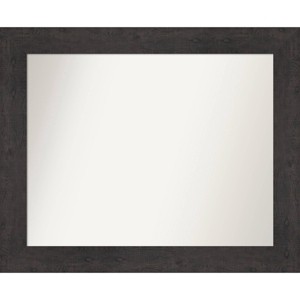 34" x 28" Non-Beveled Rustic Plank Espresso Bathroom Wall Mirror - Amanti Art: Wall Mount, Polystyrene Frame - 1 of 4