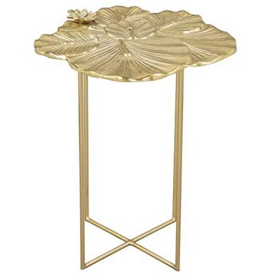 Modern Glam Lotus Cast Aluminum Gold Side Table