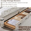 SinCiDo Queen Size Farmhouse Bed Frame, 54" Tall Geometric Headboard & 2 Storage Drawers ,Solid Wood Platform w/Reinforced Slats - 2 of 4