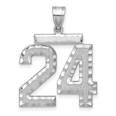 Black Bow Jewelry 14k White Gold, Varsity Collection, Large D/C Pendant, Number 24
