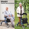 Elderly Walking Aid with Seats, 3-in-1 Walking Wheelchair Combination, with 8" Anti-slip Wheels, Reversible Backrest, and Detachable Footrest - 3 of 4