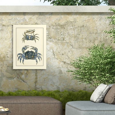 Antique Blue Crabs Outdoor Canvas Art 24x32