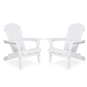 Okak Outdoor Adirondack Chair with Wooden Frame Set of 2, Foldable Outdoor Chair with FIxed Arms, Porch Chairs for Garden, Lawn, Backyard - 1 of 4