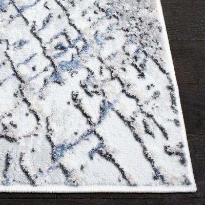 Amelia Ivory and Gray Abstract Synthetic Runner Rug