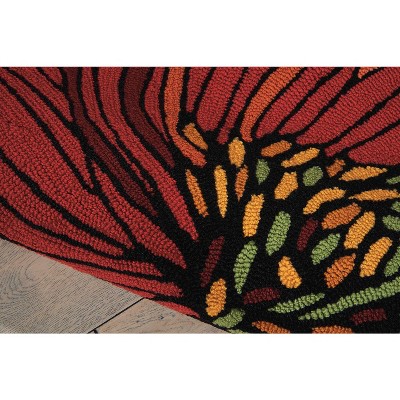 Handmade Black Synthetic Rectangular Hooked Rug