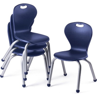 School Student Stack Chair - Ergonomic Molded Seat Shell with Robust Riveted Frame - for Classrooms in Home Learning of Office - Pack of 4 Chairs