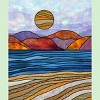 Girl's Design By Humans Beach Landscape Stain Glass By Maryedenoa T-Shirt - 2 of 2