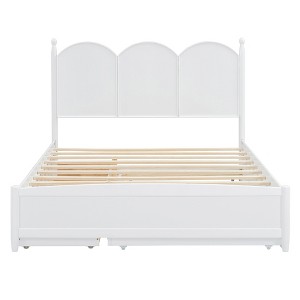 TiramisuBest Queen Size Platform Bed With with 2 Big Drawers - White Wood Design - 1 of 4