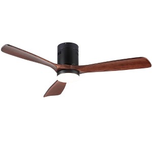 YUHAO 52 in. Indoor Modern and Farmhouse Soild Wood Blades Reversible DC Motor Ceiling Fan with Light and Remote Control - 1 of 4