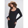 Hello Miz Women's Ribbed Long Sleeve Scoop Neck Maternity Midi Dress - 4 of 4