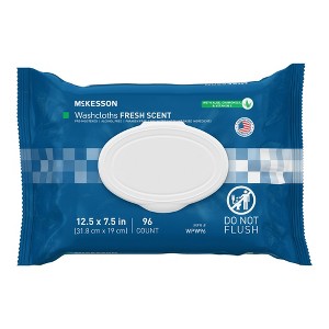 McKesson Washcloth Wipes, Scented - Disposable Wet Wipes for Adults - No-Rinse Formula - 96 Wipes Per Pack - 1 of 4