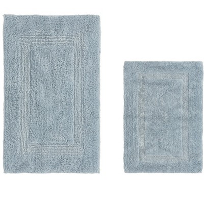 Lux Premium 100% Cotton Tufted Solid Reversible 2 PC Bath Rug Set – Ultra-Soft, Water-Absorbent, Durable, Machine Washable Bathroom Rug