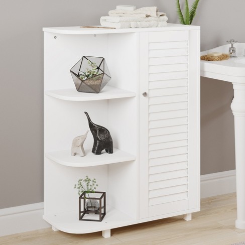 3 Shelf Corner Cabinet Storage Cupboard With Stylish Shutter Doors And Adjule Shelves For Kitchen Or Bathroom Furniture By Lavish Home White Target