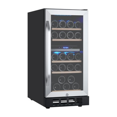 Dual Zone Wine Fridge - 41¨H-64¨H Compressor Wine Cooler, Digital LED Touch Control, Frost-Resistant Lockable Cabinet