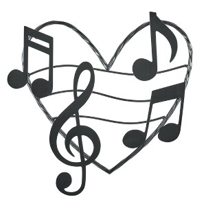 Collections Etc Detailed Musical Heart Metal Hanging Wall Art Black - 1 of 2