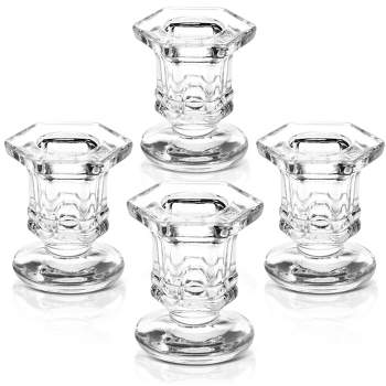 Crystal Glass Candle Holders Set of 12, Clear Taper Candlestick Pillar Candle Holder 2"x2"x2.3"
