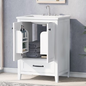 24" Bathroom Vanity with Single Sink Combo, Modern Bathroom Storage Cabinet With Drawers, Freestanding Bathroom Vanity Cabinet - 1 of 4