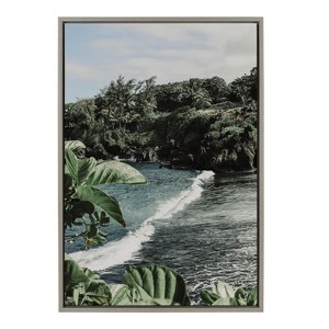 Kate and Laurel Sylvie Aloha Kai Framed Canvas by Alicia Abla, 23x33, Gray - 1 of 4