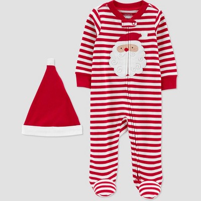 Carter's Just One You®️ Santa Striped Baby Sleep N' Play - Red/White Newborn
