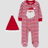 Carter's Just One You®️ Santa Striped Baby Sleep N' Play - Red/White