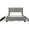 HomeRoots Gray Tufted Velvet Upholstered Queen Bed Frame With Trundle And Drawers - 4 of 4