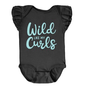 The Juniper Shop Wild Like My Curls Flutter Sleeve Bodysuit - 18M - Black - 1 of 4