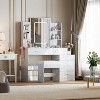 Vanity Desk with Mirror, LED Lights, Power Outlet, Makeup Vanity Table with 6 Drawers and 6 Storage Shelves - 2 of 4