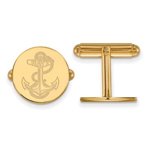 Black Bow Jewelry 14k Yellow Gold Navy Midshipmen NCAA Cuff Links - 1 of 3