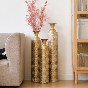 Set of 3 Metal Decorative Vase with 3D Growing Vine Patterns for Home Office, 34in/29in/25in Height - 1 of 4