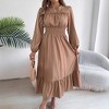 Clearlove Women's Long Sleeve Dress with Ruffle Accents & Defined Waist - 4 of 4