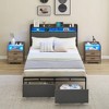 Full Bed Frame with 2 Storage Drawers and LED Lights Headboard, Upholstered Bed Frame Full Size - 3 of 4