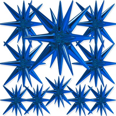 PartyWoo Foil Balloons Royal Blue Star Starburst 42 27 22 Inch 10 pcs