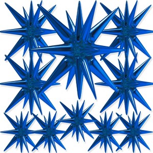 PartyWoo Foil Balloons Royal Blue Star Starburst 42 27 22 Inch 10 pcs - 1 of 4