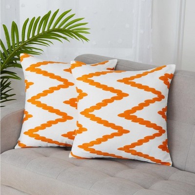 2 Pieces Embroidered Decorative Throw Pillow Covers with Chevron Design