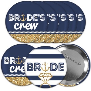 Big Dot of Happiness Last Sail Before The Veil - 3 inch Nautical Bachelorette and Bridal Shower Badge - Pinback Buttons - Set of 8 - 1 of 4