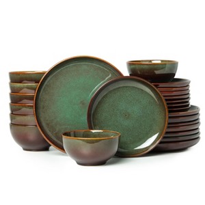 Itopfox 24-Piece Dinnerware Set for 8, Modern Stoneware Plates and Bowls, Perfect for Family Gatherings & Holiday Celebrations, Easy Cleaning, Brown - 1 of 4