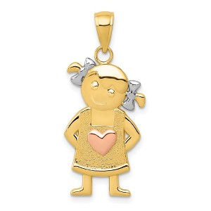 Black Bow Jewelry 14k Yellow & Rose Gold with White Rhodium Girl Pendant, 14mm - 1 of 4