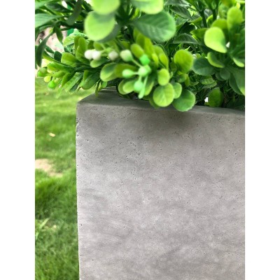 Large Rectangular Gray Lightweight Concrete Outdoor Planter