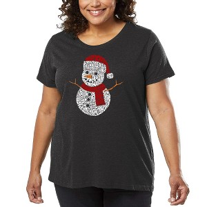 LA Pop Art Christmas Snowman - Women's Word Art T-Shirt - 1 of 4