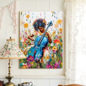 Kumasinova Canvas Pictures Wall Decor,Full Size Wall Art for Living Room,Classic Rustic Farmhouse Painting Wall Decor,Girl Playing Cello Artwork - 1 of 4