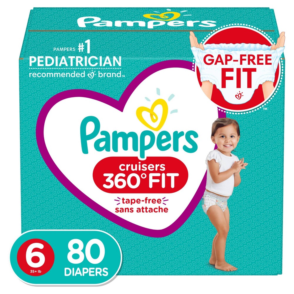 Pampers Cruisers 360 Disposable Diapers Enormous Pack - Size 6 (80ct)