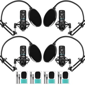 Movo 4-Pack Universal Cardioid Podcasting Microphone Bundle with Articulating Scissor Arm and Pop Filter for XLR Outputs - 1 of 4