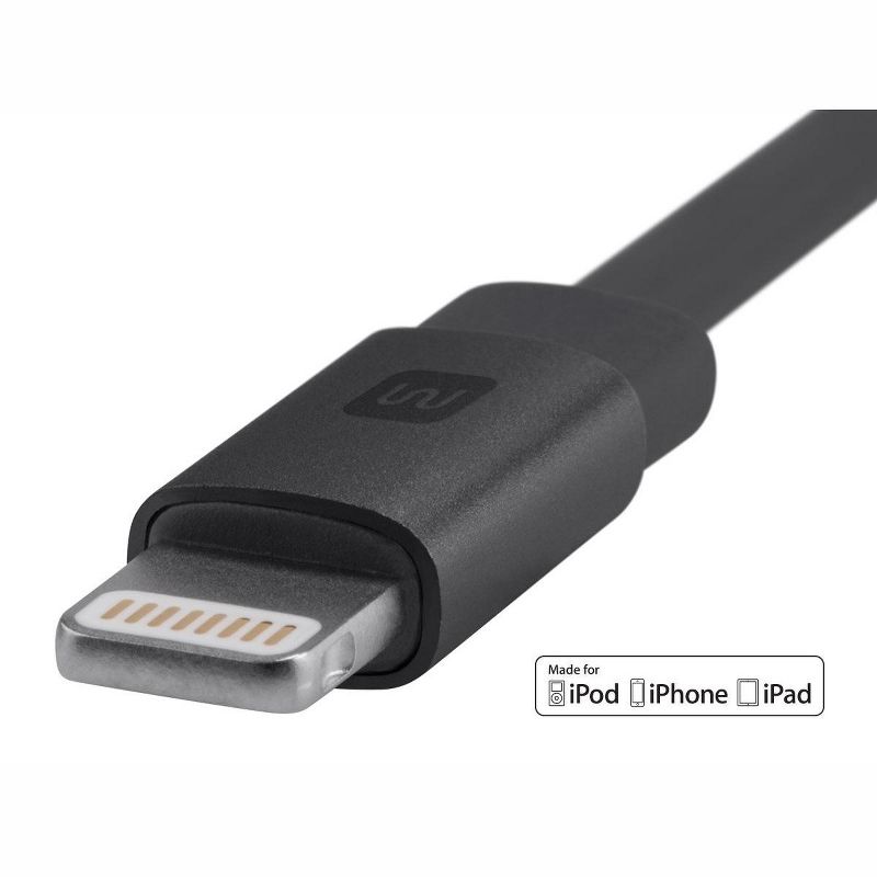 Monoprice Cabernet Series Apple MFi Certified Flat Lightning to USB Charge & Sync Cable - 4ft Black for iPhone X, 8, 8 Plus, 7, 7 Plus, 6, 6 Plus, 5S, 3 of 7