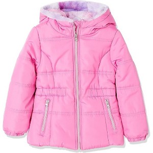 LONDON FOG Little/Big Girls' Heavyweight Fleece Lined Puffer Jacket with Headband - 1 of 4