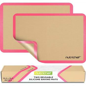 Nutrichef 2 - Pc Silicone Baking Mats - Brown & Pink