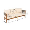 Christopher Knight Home Robin 76" Patio Rustic Rope Weave Acacia Wood 3-Seater Sofa with Cushions - 3 of 4