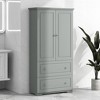 TiramisuBest Wide Bathroom Storage Cabinet, Freestanding Storage Cabinet with Two Drawers and Adjustable Shelf, MDF Board with Painted Finish, Grey - 2 of 4